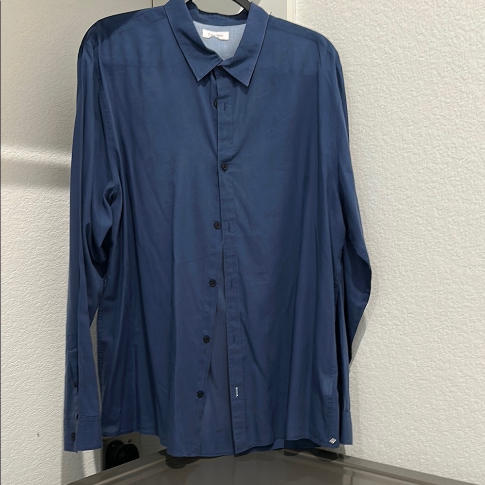 Calvin Klein Blue Casual Button Down Shirt Classic Collar